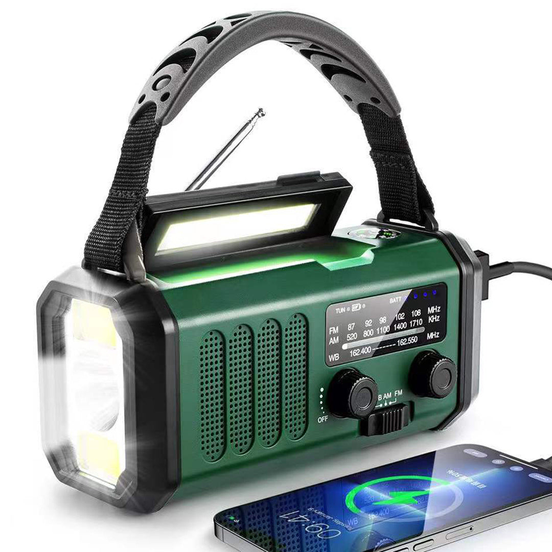 The New Solar Hand Crank Emergency Weather Radio 10000mAh Portable Power Bank with AM/FM, SOS Alarm, Flashlight & Reading Light for Outdoor Survival