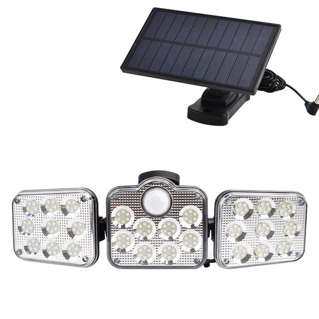 Solar Wall Light Outdoor, Waterproof IP65 LED Security Lamp with PIR Motion Sensor, High Brightness 74LED/100COB Garden Courtyard Lighting