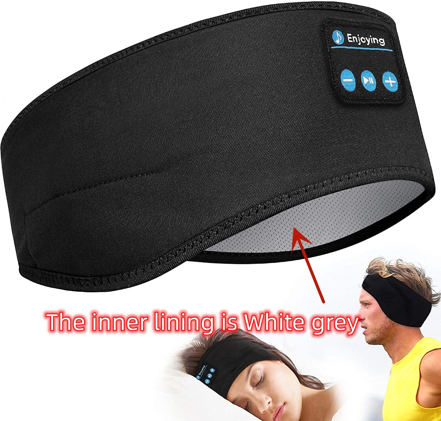 Bluetooth Sleep Headphones Headband, Wireless Music Headband with Thin Ultra-Soft Speakers, HD Stereo Sound, Long Battery Life, Washable Sports Headband for Side Sleepers, Yoga, Travel