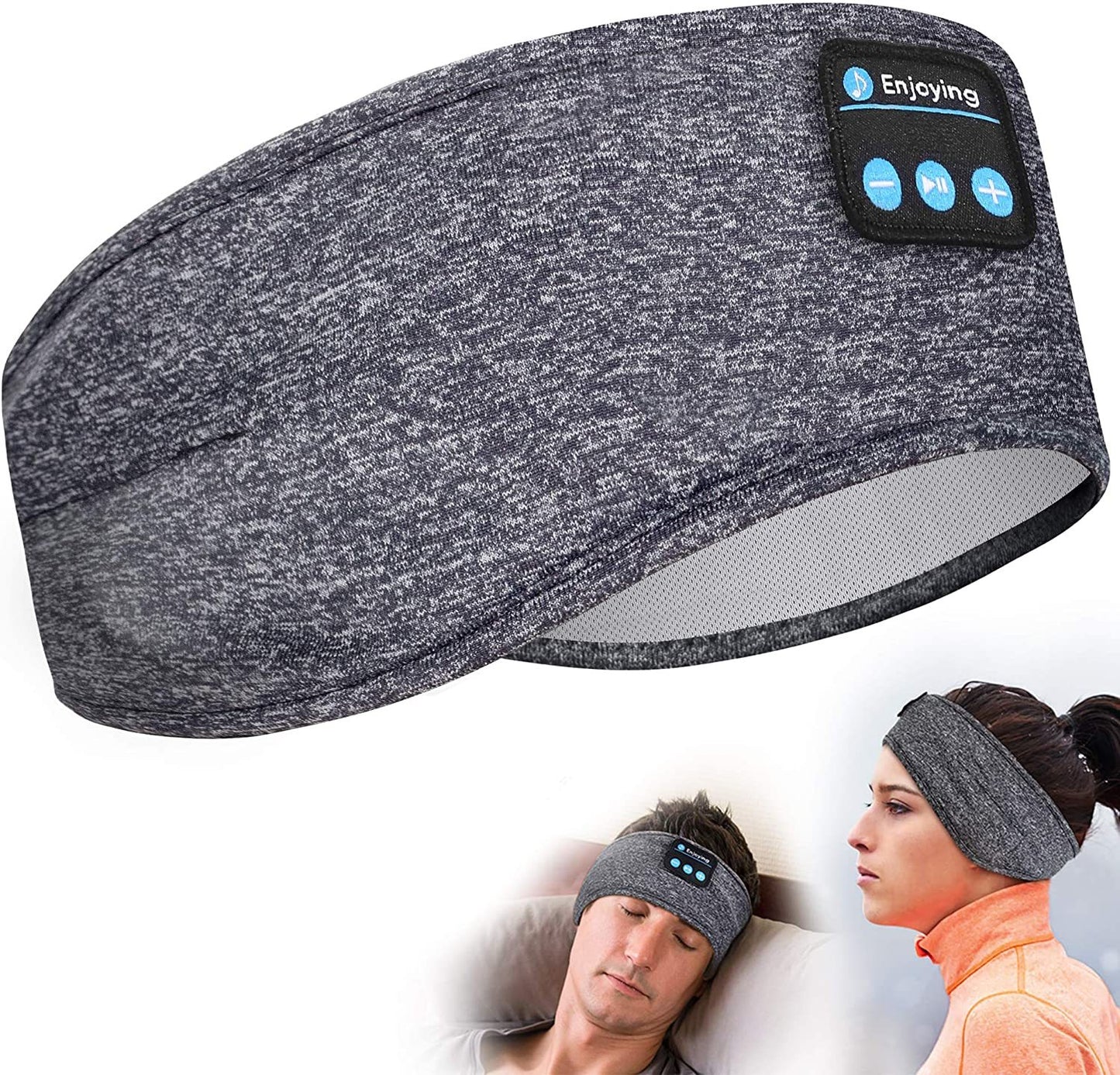 Bluetooth Sleep Headphones Headband, Wireless Music Headband with Thin Ultra-Soft Speakers, HD Stereo Sound, Long Battery Life, Washable Sports Headband for Side Sleepers, Yoga, Travel