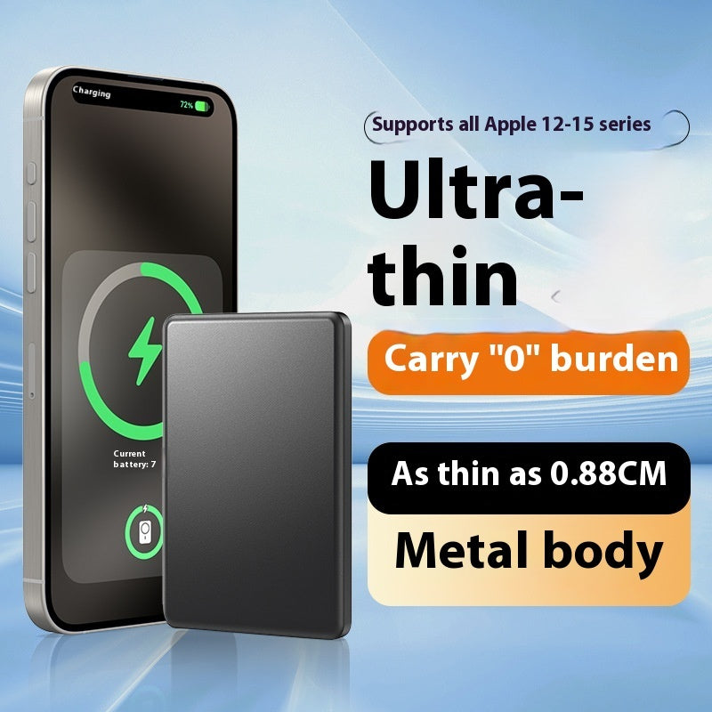 Aluminum Alloy Magnetic Wireless Power Bank β Fast Charging Slim Portable Battery Pack with Magnetic Suction, Creative Design Mobile Charger (Titanium Gray/Gold/Blue)