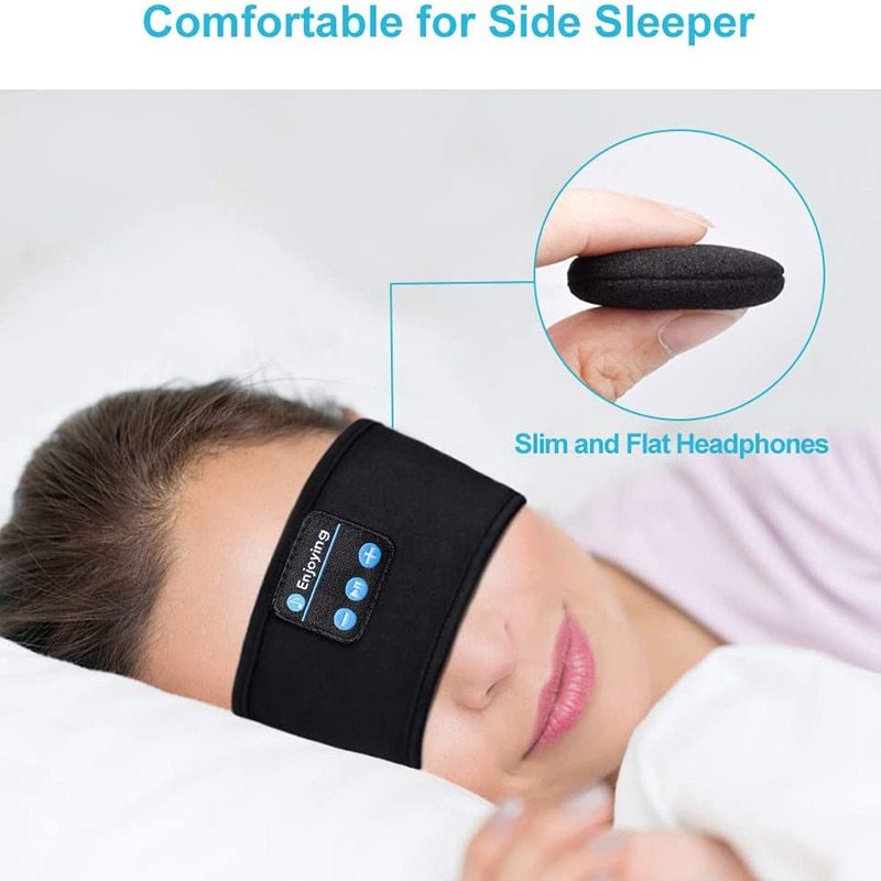 Bluetooth Sleep Headphones Headband, Wireless Music Headband with Thin Ultra-Soft Speakers, HD Stereo Sound, Long Battery Life, Washable Sports Headband for Side Sleepers, Yoga, Travel