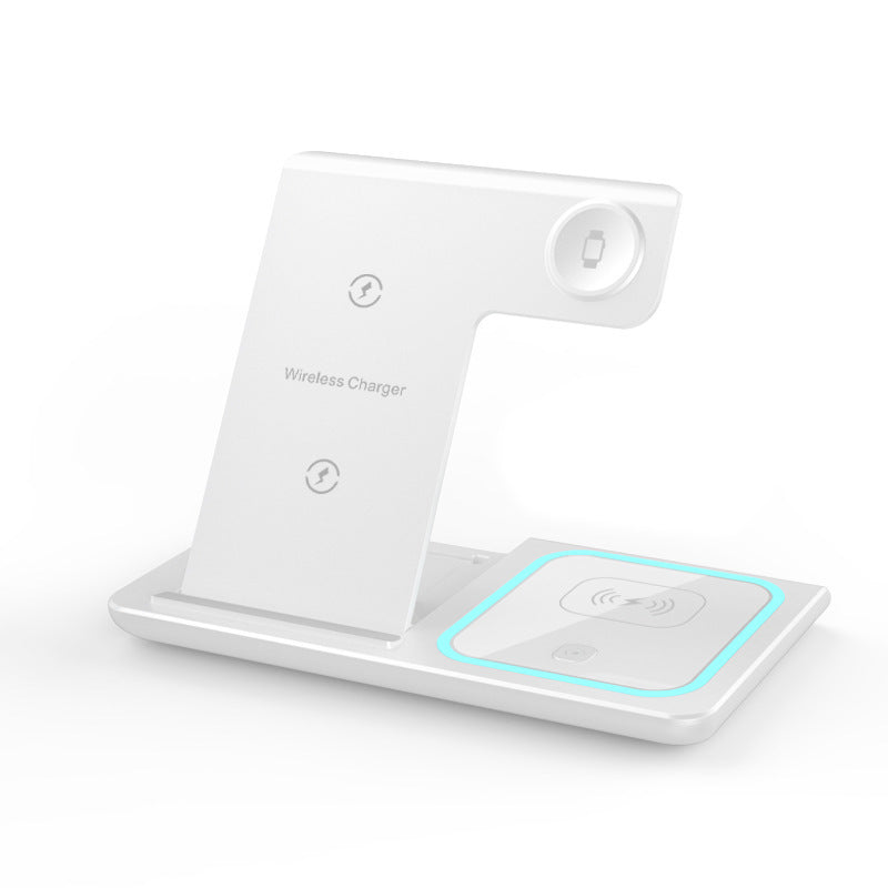 3 in 1 Wireless Charger Station – Foldable Fast Charging Dock with Ambient Light, Portable Charging Pad for iPhone 16 15 14 13 12, Apple Watch, AirPods, Samsung Galaxy – Travel-Friendly Charging Stand