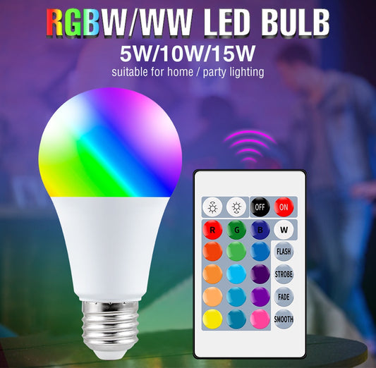 Smart RGBW Bulb Light, Color Changing LED Smart Bulb with Remote & App Control, Voice Control, Music Sync, Dimmable WiFi Bulb for Smart Home Lighting